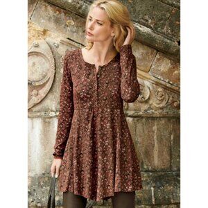 Peruvian Connection San Cristobal Tunic Top Womens Scoop Neck Pima Cotton Size L